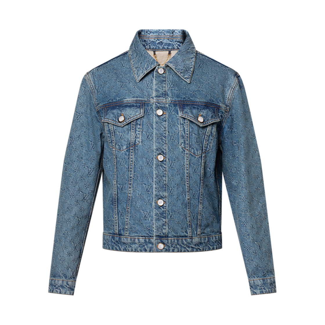 - Louis Vuitton Monogram Jacquard Denim Jacket Navy Blue