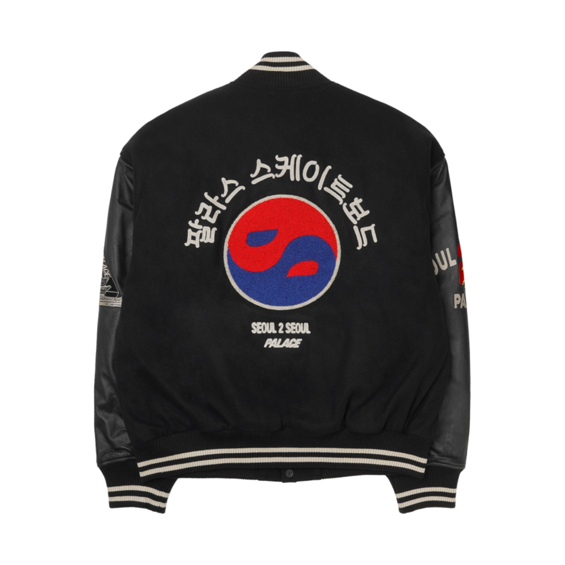 팔라스 서울 2 서울 바시티 자켓 블랙 - 25SS(Palace Seoul 2 Seoul Varsity Jacket Black - 25SS)