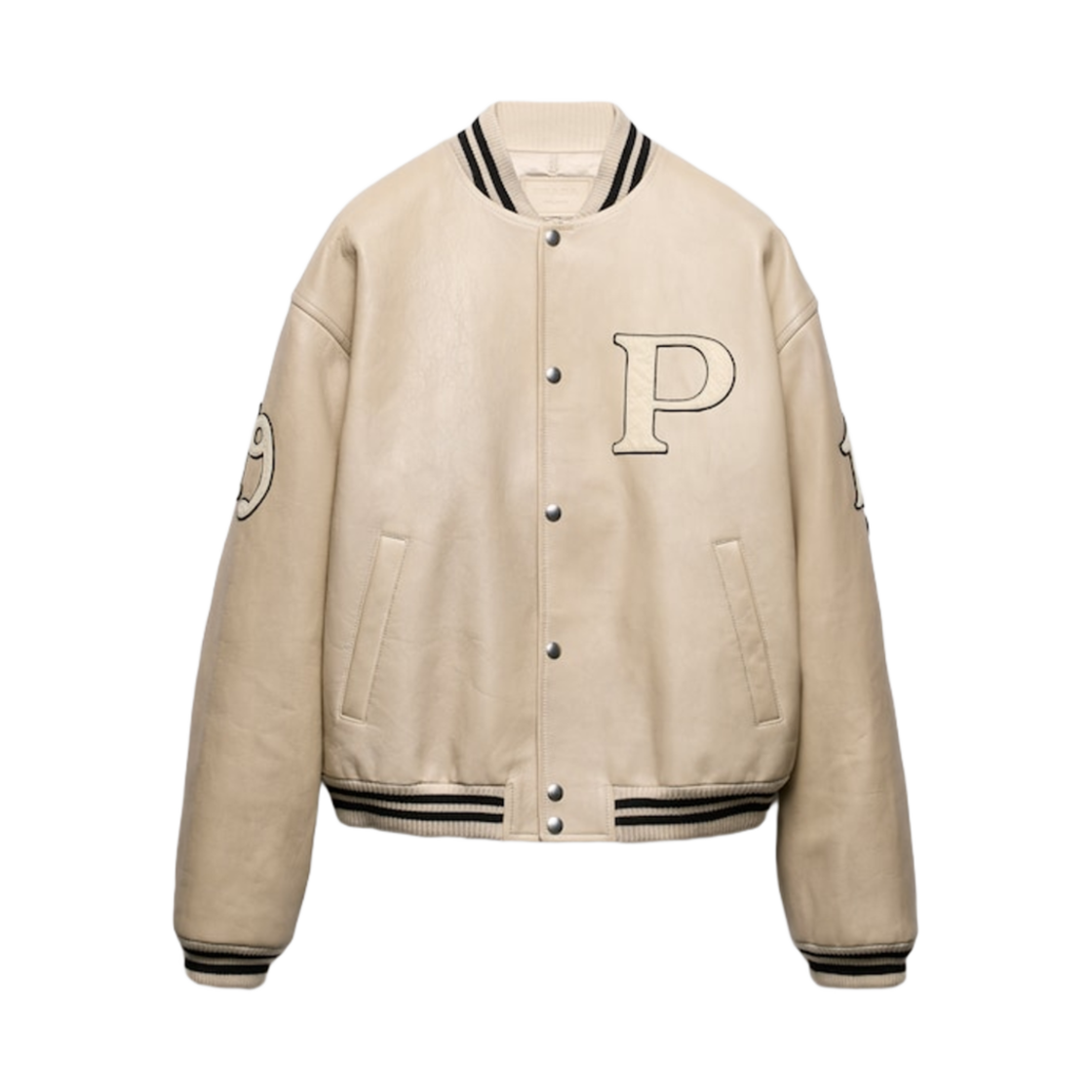 UPW518-15Y0-F0304 Prada Padded Leather Bomber Jacket Black