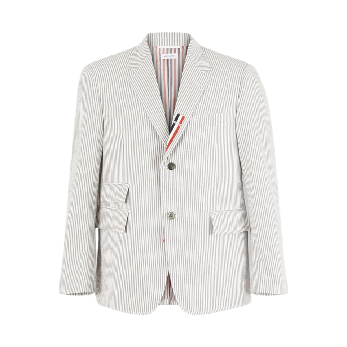 톰브라운 시어서커 그로그랭 플래킷 스포츠 코트 미디움 그레이(Thom Browne Seersucker Grosgrain Placket Sport Coat Medium Grey)