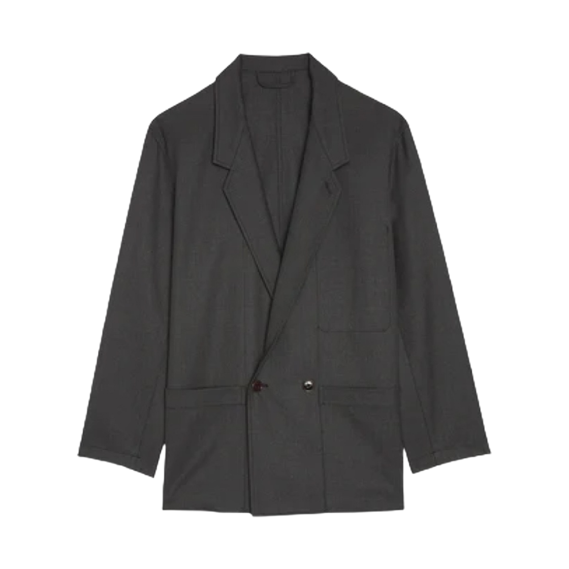 르메르 코튼 워크웨어 더블 브레스티드 자켓 다크 그레이