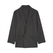 Lemaire Cotton  Workwear Double Breasted Jacket Dark Grey