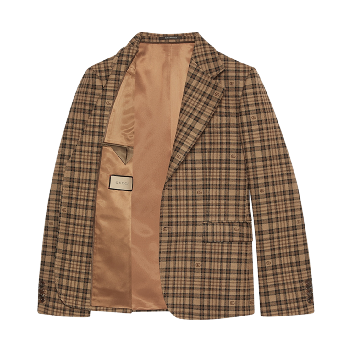 구찌 더블 G 체크 울 자켓 카멜 브라운(Gucci Double G Check Wool Jacket Camel Brown) - 2