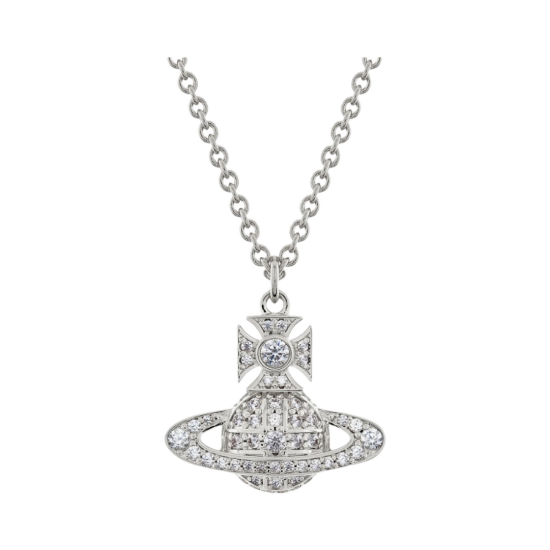630203BH-02P102 Vivienne Westwood Carmela Bas Relief Pendant Platinum White