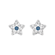 (W) Swarovski Stella Stud Earrings Blue Rhodium Plated