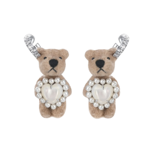 yvmin イヴミン Furry Bear Earring Pink Earrings – YVMIN yvmin