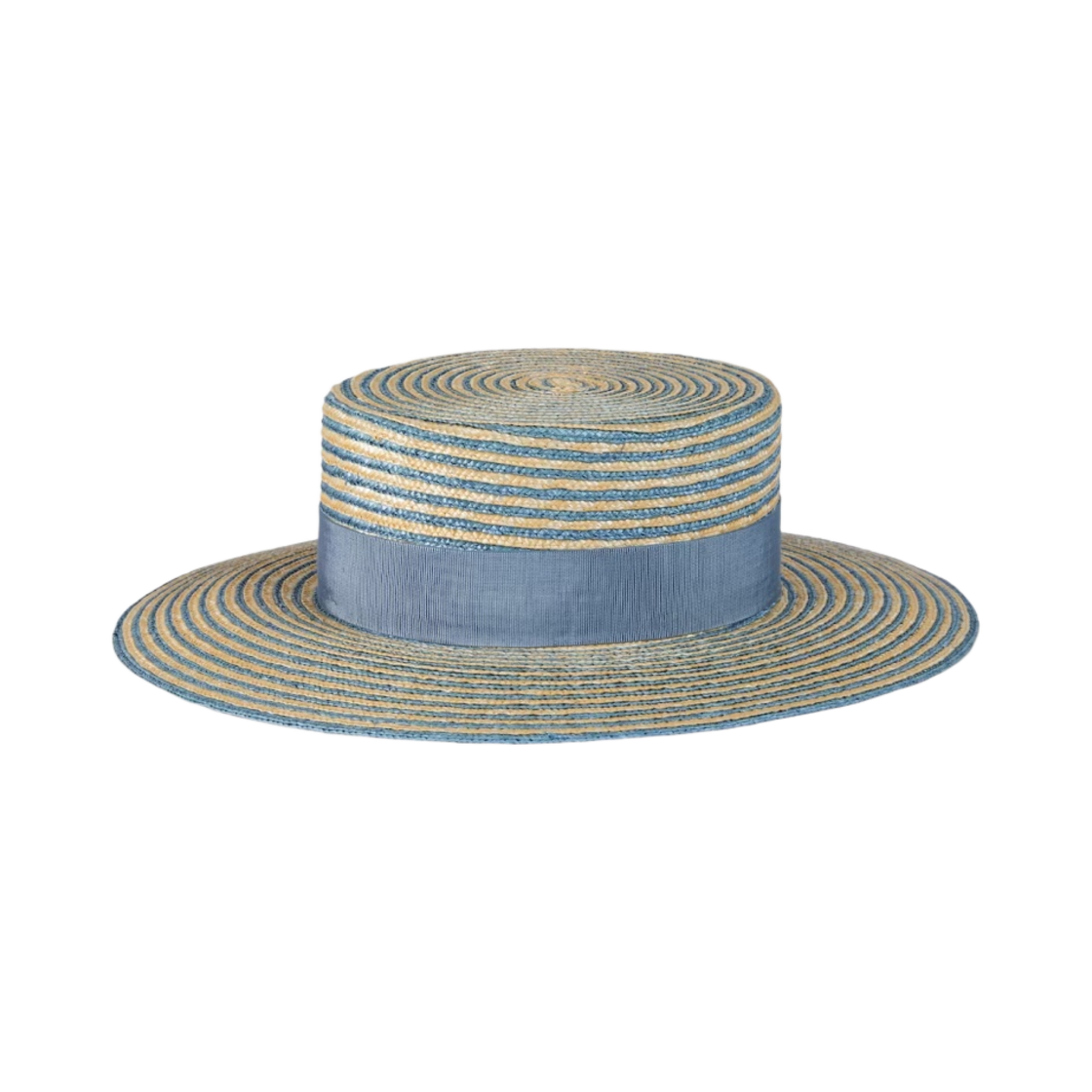 (W) 구찌 스트라이프 라피아 와이드 브림드 햇 베이지 라이트 블루((W) Gucci Striped Raffia Wide Brimmed Hat Beige Light Blue) - 1