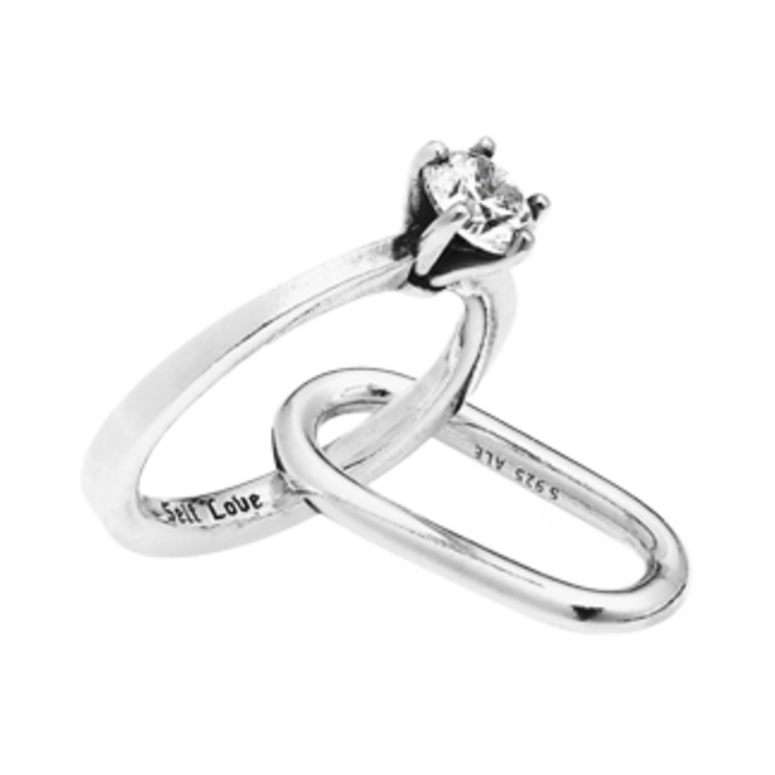 (W) 판도라 미 메리 미 더블 링크 참 스털링 실버 클리어((W) Pandora ME Marry Me Double Link Charm Sterling Silver Clear) - 1
