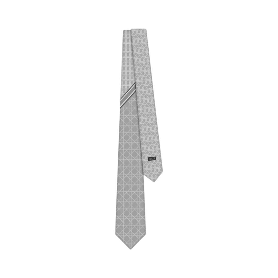 44C1047B0984-C880 Dior Stripe Cannage Tie Deep Gray Silk Gray White