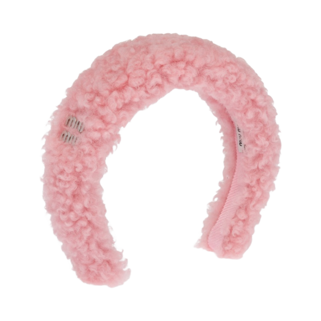(W) 미우 미우 셔링 헤드밴드 핑크((W) Miu Miu Shearling Headband Pink) - 1