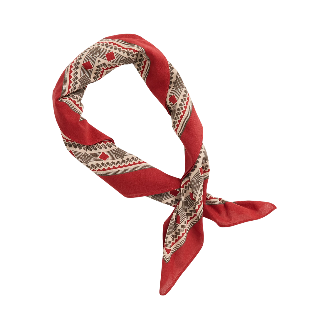 더블알엘 다이아몬드 프린트 코튼 반다나 레드 크림 브라운(Double RL Diamond Print Cotton Bandana Red Cream Brown) - 2