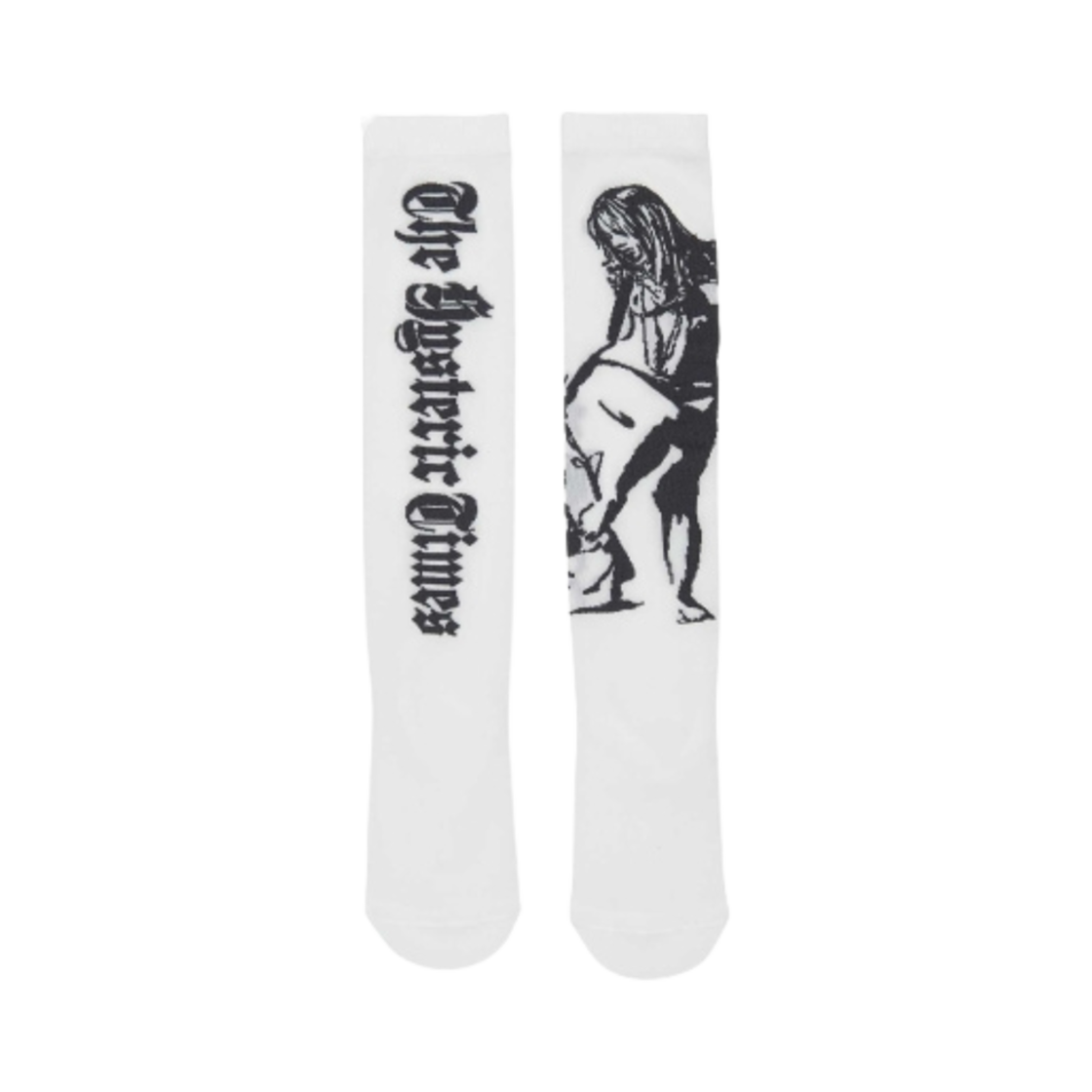(W) 히스테릭 글래머 히스테릭 타임즈 시어 하이 삭스 화이트((W) Hysteric Glamour Hysteric Times Sheer High Socks White) - 1