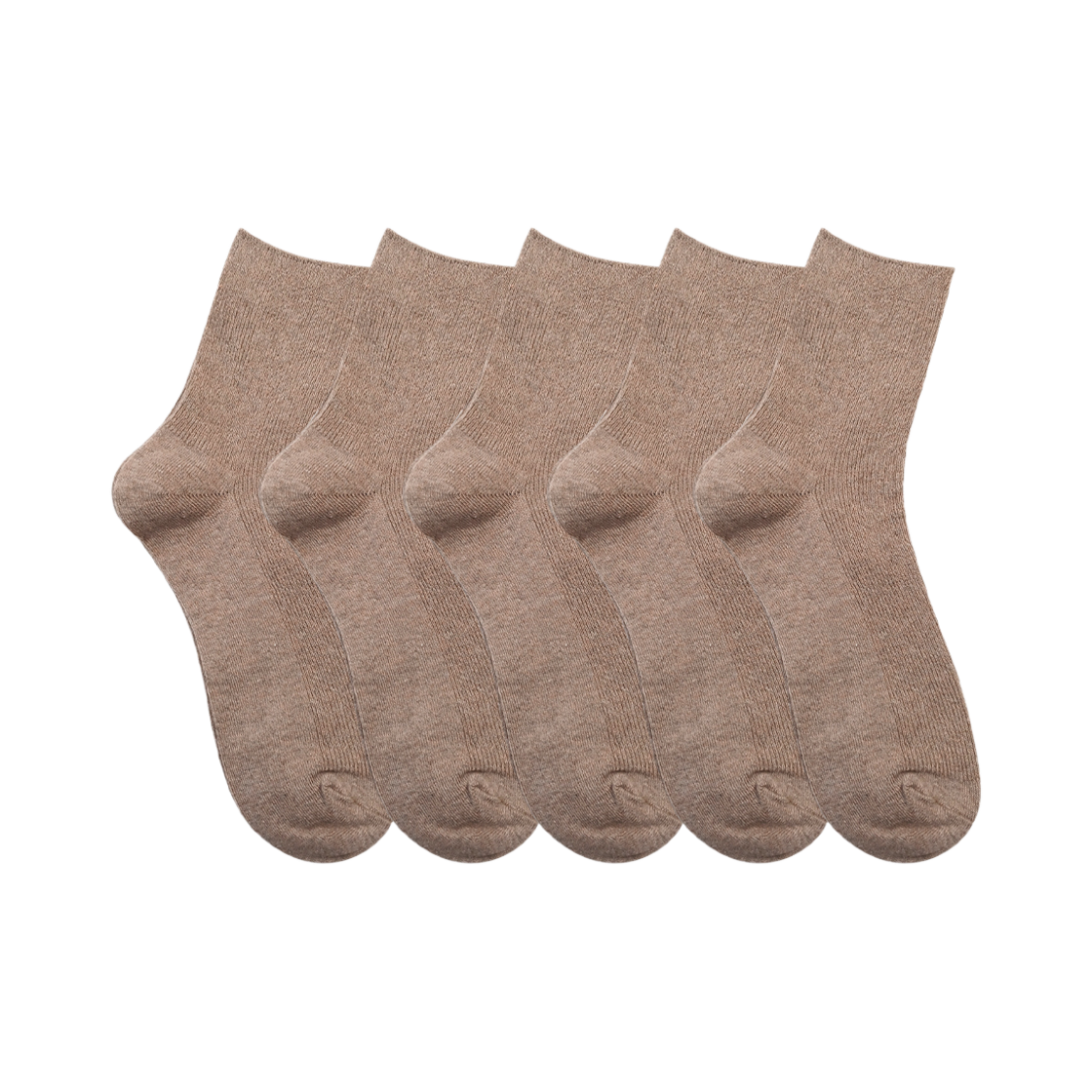 A-PK-BG-M (W) Aone Premium Knit Mini Socks 5-Pack Beige