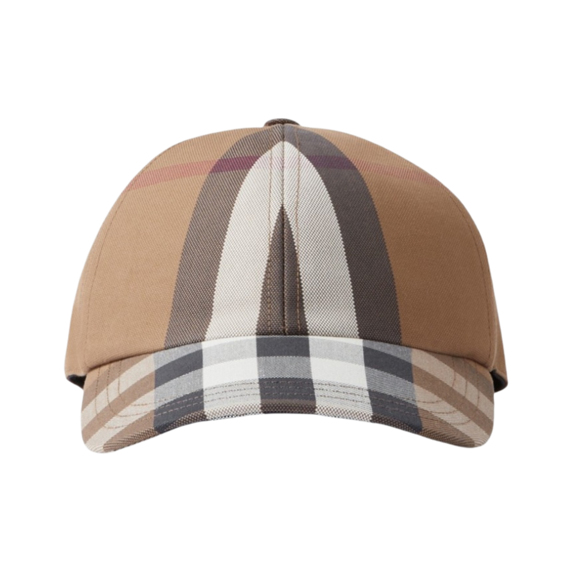 8068036 Burberry Embroidered Logo Check Cotton Baseball Cap Dark Birch Brown