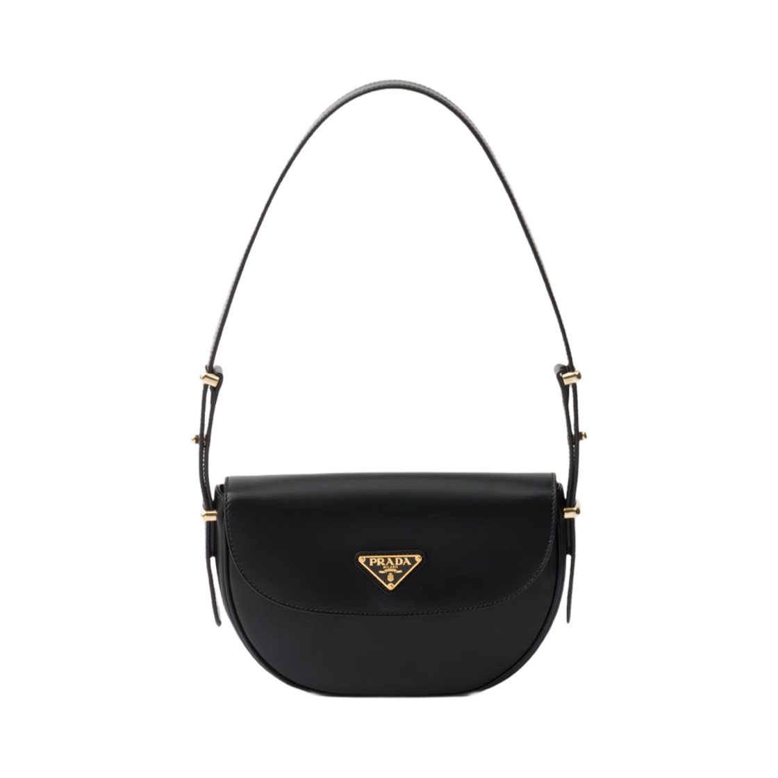 1BD365-ASK-F0002 Prada Arque Leather Shoulder Bag Flap Black