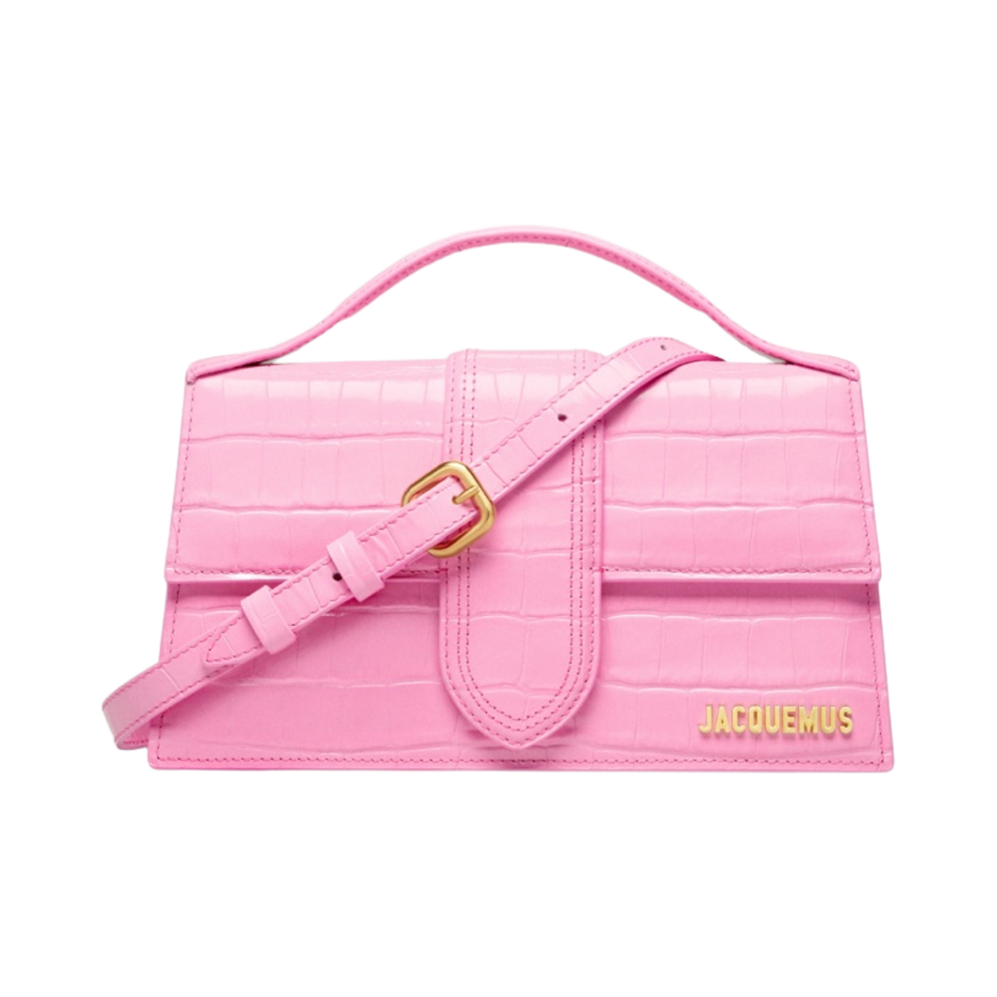 자크뮈스 르 그랜드 밤비노 크로스바디 플랩백 크로코 핑크(Jacquemus Le Grand Bambino Crossbody Flap Bag Croco Pink) - 1