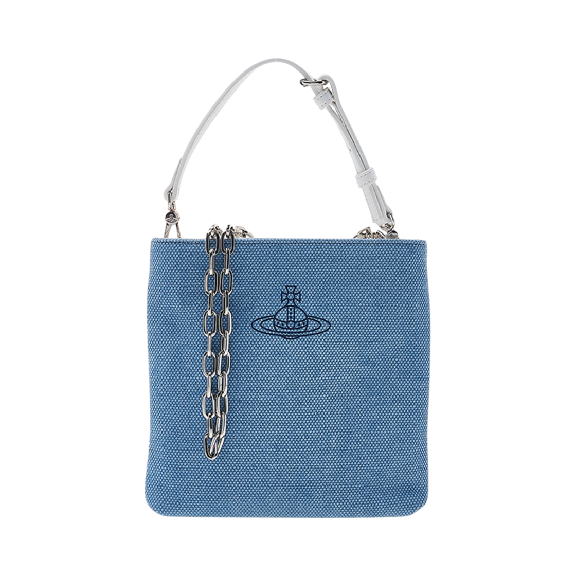 43030096-W00IJ-K404 Vivienne Westwood Canvas Square Crossbody Bag Light Blue
