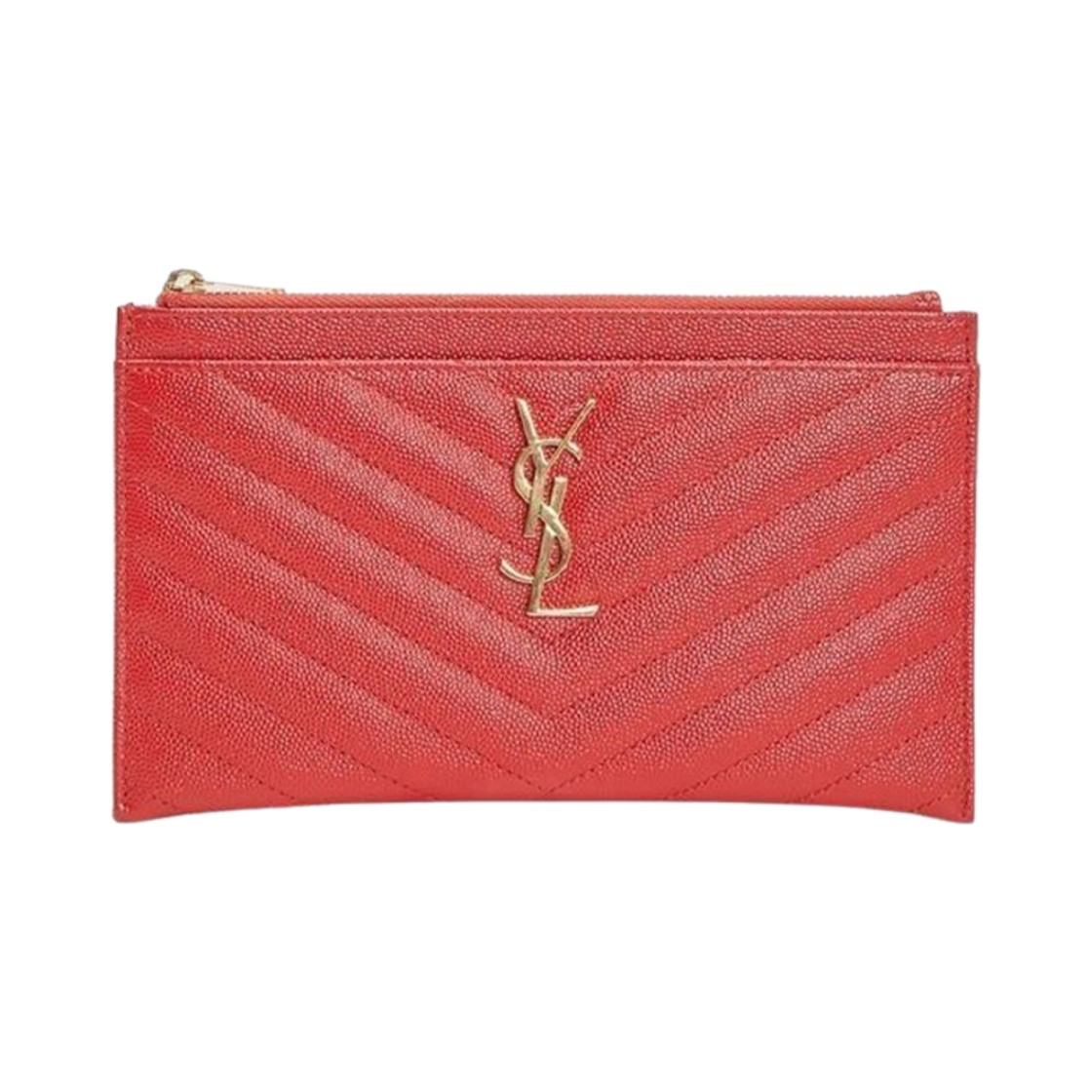 생로랑 로고 쉐브론 클러치 레드(Saint Laurent Logo Chevron Clutch Red) - 1