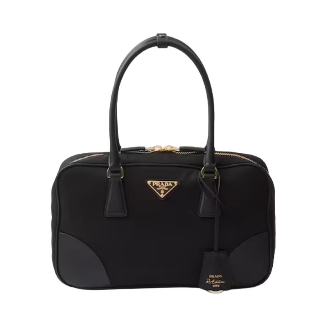 프라다 프라다 리에디션 1978 미디움 리나일론 앤 사피아노 레더 백 블랙(Prada Prada Re-Edition 1978 Medium Re-Nylon And Saffiano Leather Two-Handle Bag Black) - 1