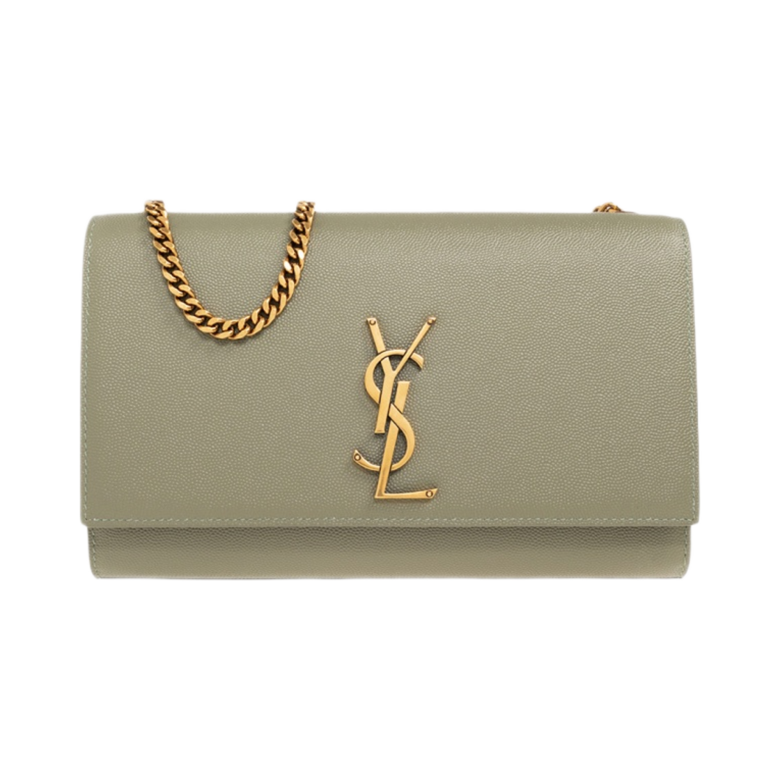 생로랑 케이트 미디움 체인 백 그레인 드 뿌드르 엠보스 레더 라이트 세이지(Saint Laurent Kate Medium Chain Bag in Grain De Poudre Embossed Leather Light Sage) - 1