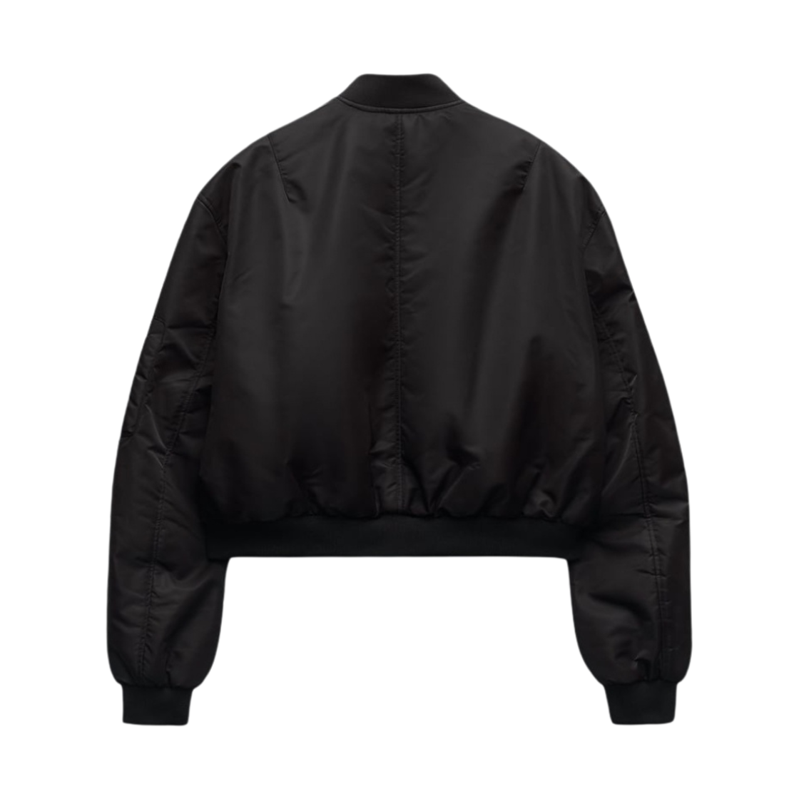 (W) 자라 나일론 크롭 봄버 자켓 블랙((W) Zara Nylon Cropped Bomber Jacket Black) - 2