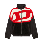 Diesel S-Ovady Boa Nylon Mix Material Mock Neck Jacket Black Red