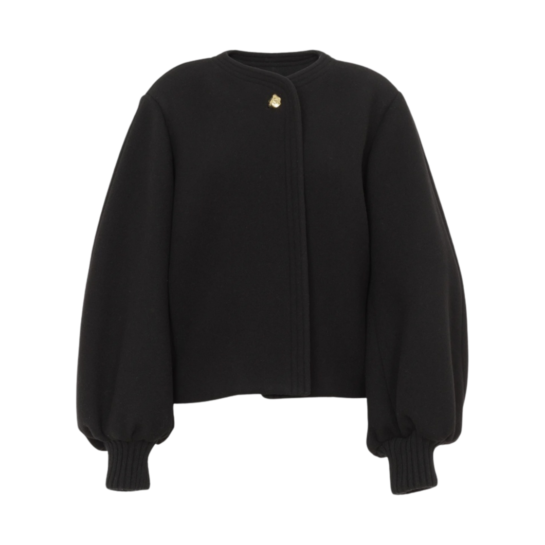 (W) 끌로에 벌룬 슬리브 숏 코트 블랙((W) Chloe Balloon Sleeve Short Coat Black)