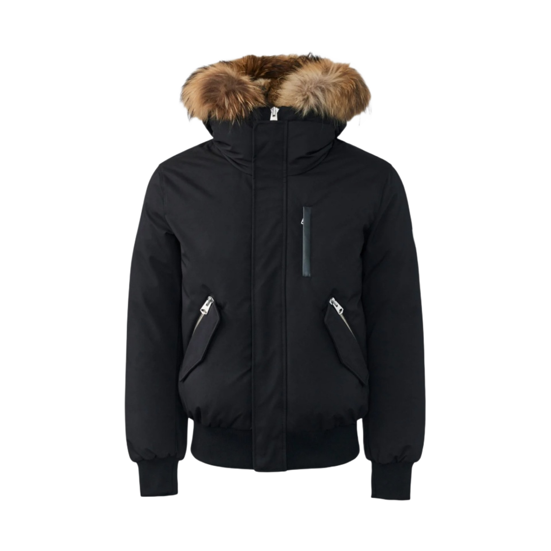 DIXON-F Mackage Dixon 2-In-1 Nordic Tech Down Bomber with Natural Fur Black Silver