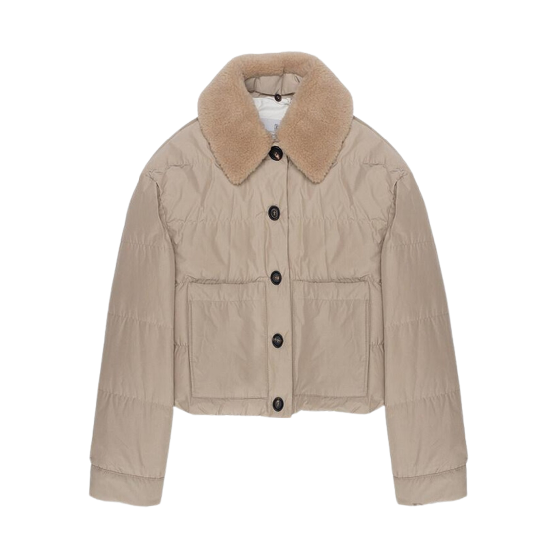 MB5742601P-C8634 (W) Brunello Cucinelli Fur Collar Padded Beige