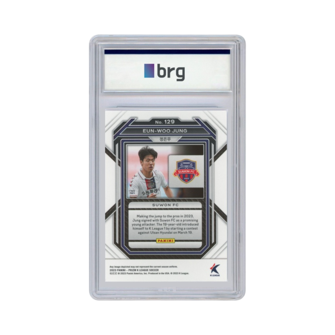 파니니 프리즘 K 리그 K 리그 1 #129 수원 FC 정은우 베이스 축구 카드 2023(Panini Prizm K League K League 1 #129 Suwon FC Jung Eun Woo Base Soccer Card 2023) - 2