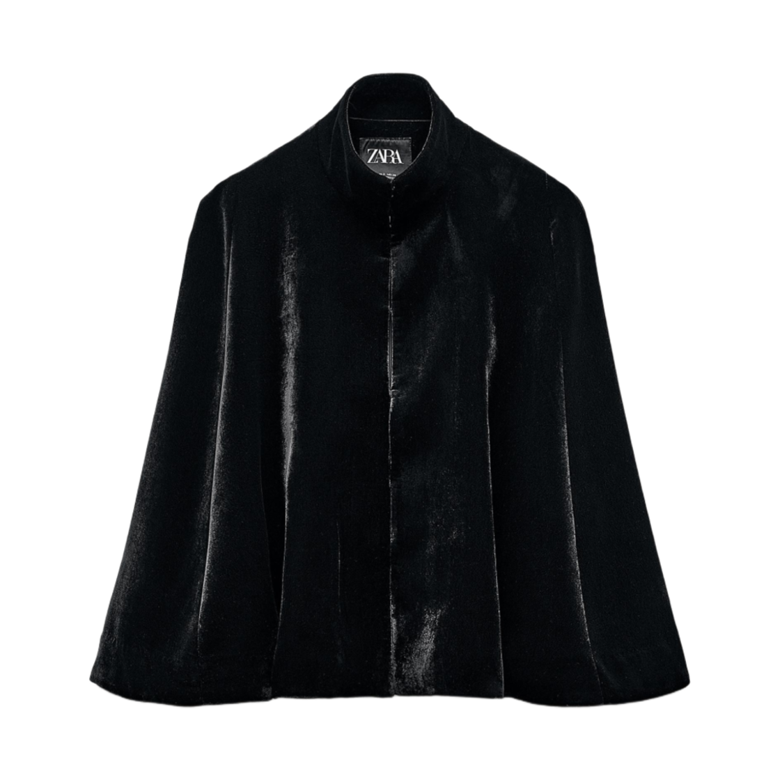 W) 자라 ZW 컬렉션 벨벳 케이프 블랙 | Zara | KREAM