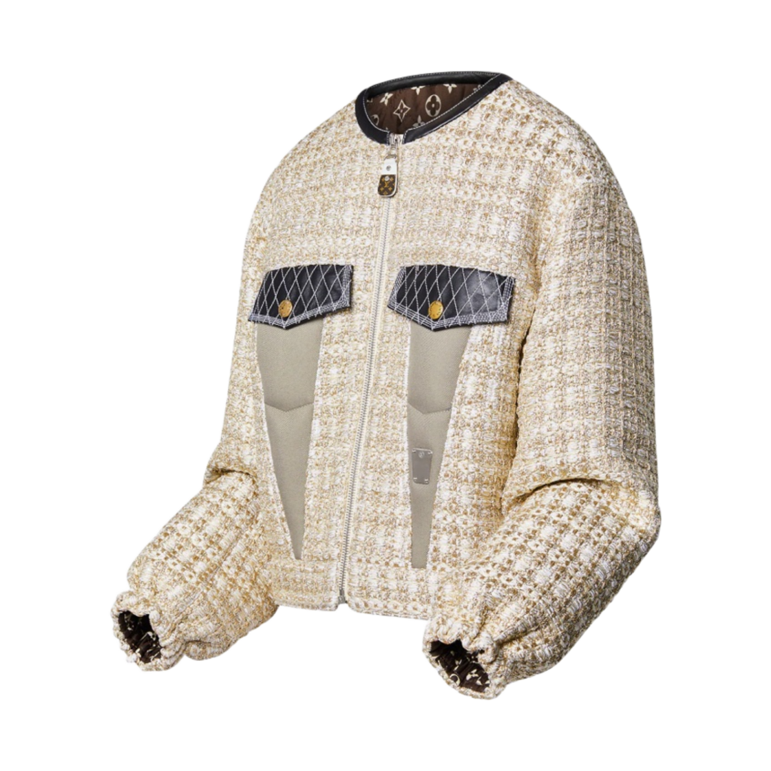 (W) 루이비통 루렉스 트위드 프릴 슬리브 자켓 아이보리((W) Louis Vuitton Lurex Tweed Frill Sleeve Jacket Ivory) - 2