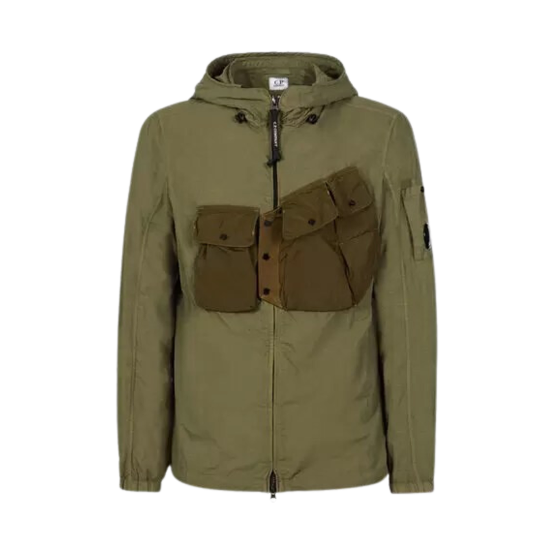 12CMOS106A005991M660 C.P. Company Flatt Nylon Mixed Hooded Overshirt Khaki - 22SS