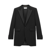 (W) Saint Laurent Tuxedo Jacket In Grain De Poudre Black