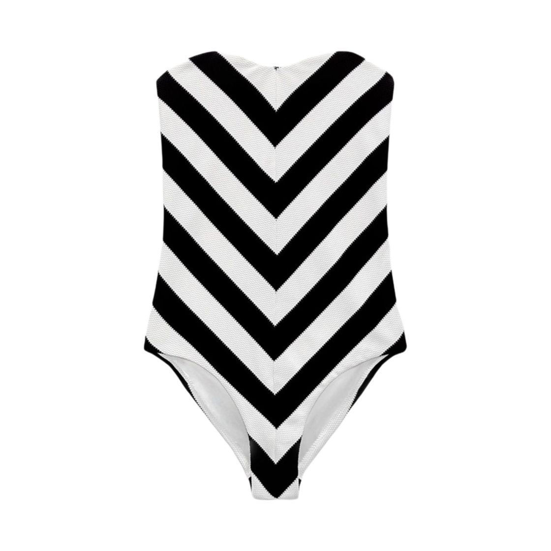 (W) 자라 x 바비 매텔 스트라이프 스윔수트 블랙 화이트((W) Zara x Barbie Mattel Striped Swimsuit Black White) - 1