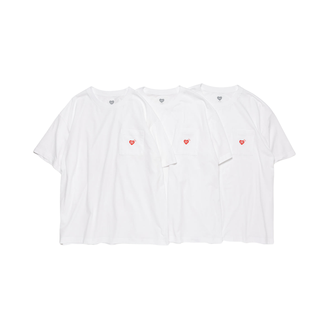 휴먼 메이드 포켓 티셔츠 화이트 세트 (3개입)(Human Made Pocket T-Shirt White Set (3 Pack))
