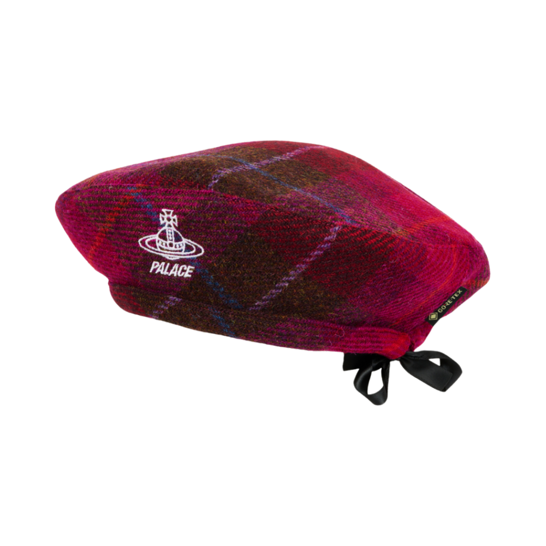 (W) 팔라스 x 비비안 웨스트우드 고어텍스 해리스 트위드 베레모 플레이드 핑크 - 24FW((W) Palace x Vivienne Westwood Gore-Tex Harris Tweed Beret Plaid Pink - 24FW)