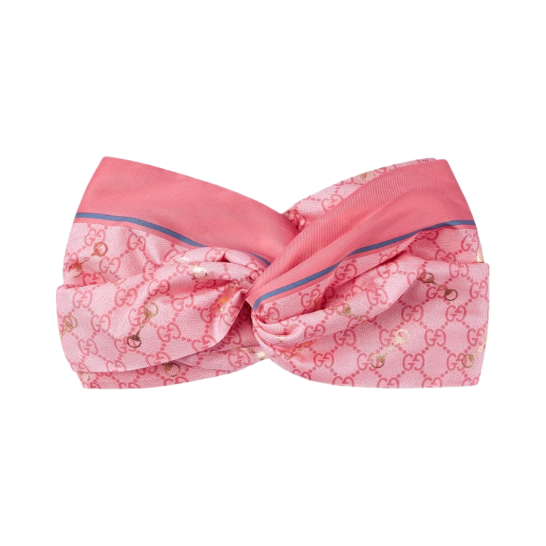 (W) 구찌 GG 프린트 홀스빗 실크 헤드밴드 핑크 라이트 핑크((W) Gucci GG Print with Horsebit Silk Headband Pink Light Pink) - 1
