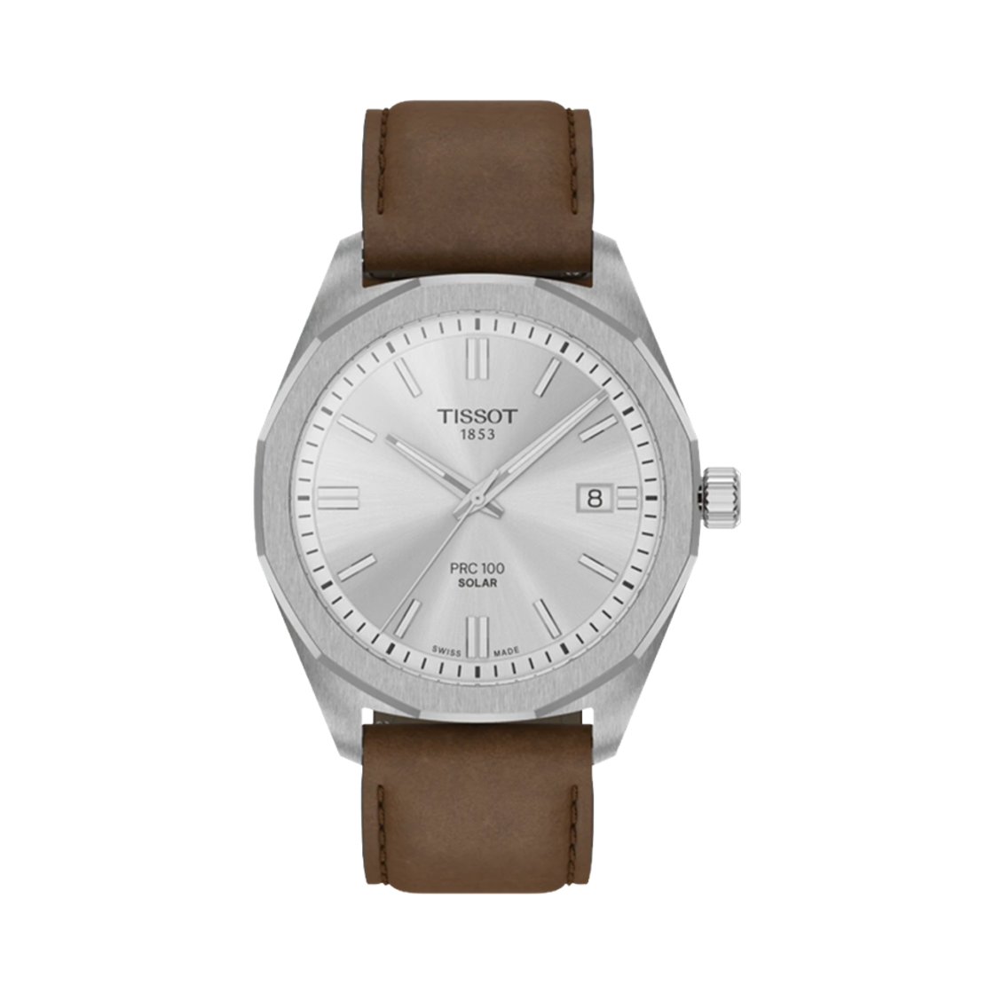T1514221603100 Tissot PRC 100 Solar Quartz 39mm Leather Brown Silver