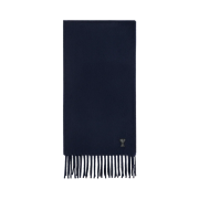 AMI de Coeur Leather Patch Muffler Navy Blue