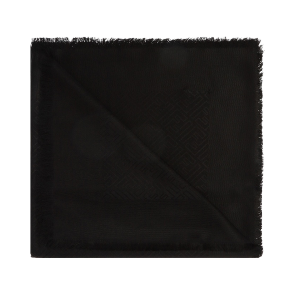 (W) 펜디 울 실크 FF 숄 블랙((W) Fendi Wool Silk FF Shawl Black) - 1