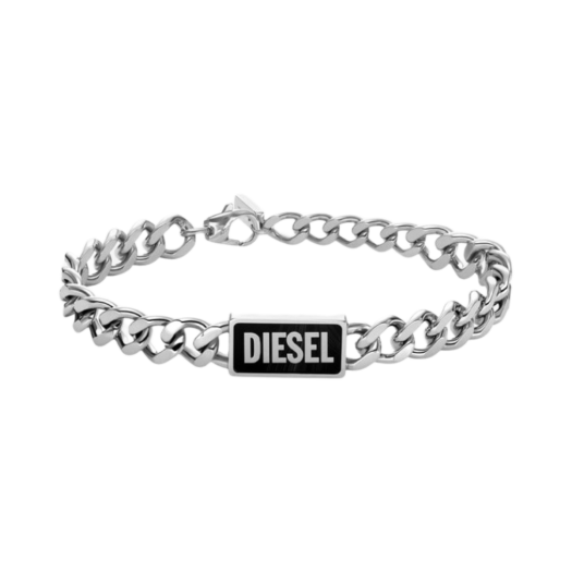Diesel Dx1513 Black Agate Id Bracelt Silver