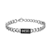 Diesel Dx1513 Black Agate Id Bracelt Silver