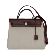 Hermes Herbag Zip 31 Bag Military Canvas Hunter Cowhide & Palladium Beton Rouge Sellier