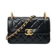 Chanel Mini Flap Bag Calfskin & Gold Black