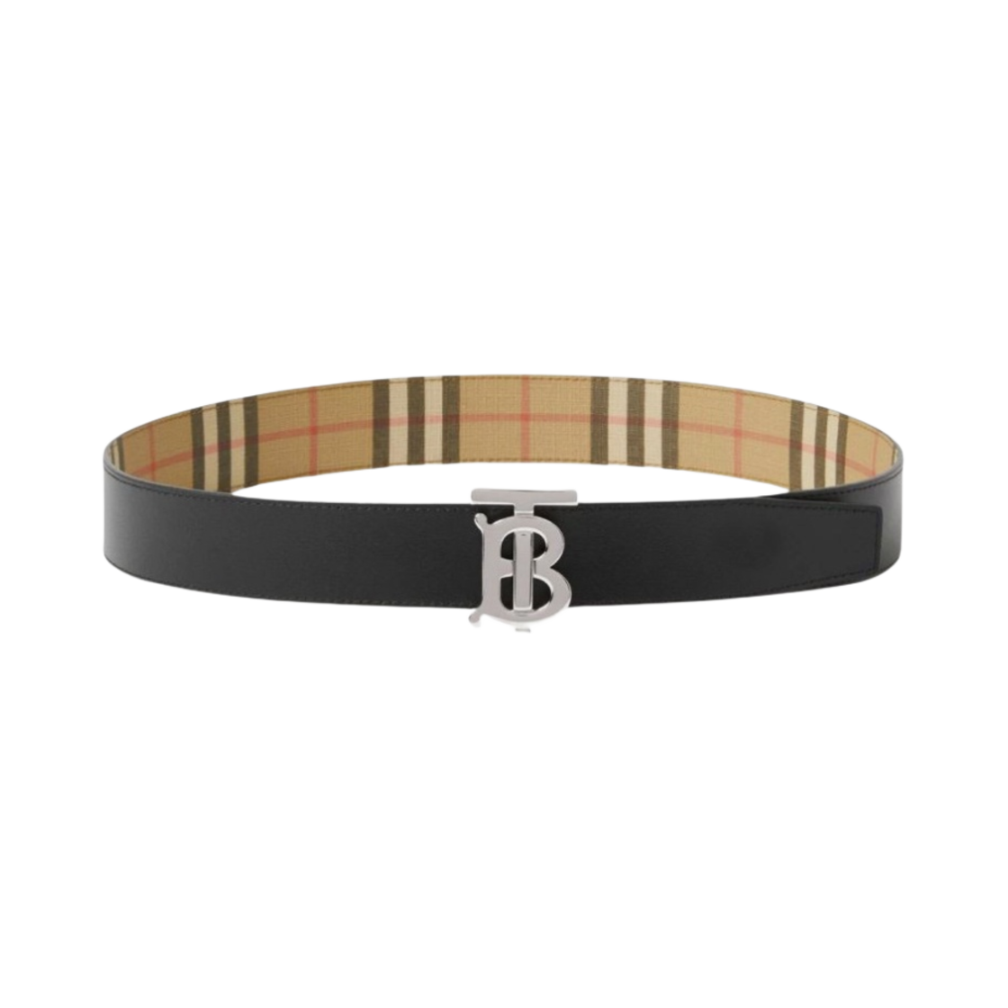 버버리 리버시블 모노그램 모티프 빈티지 체크 벨트 아카이브 베이지 팔라듐(Burberry Reversible Monogram Motif Vintage Check Belt Archive Beige Palladium) - 2