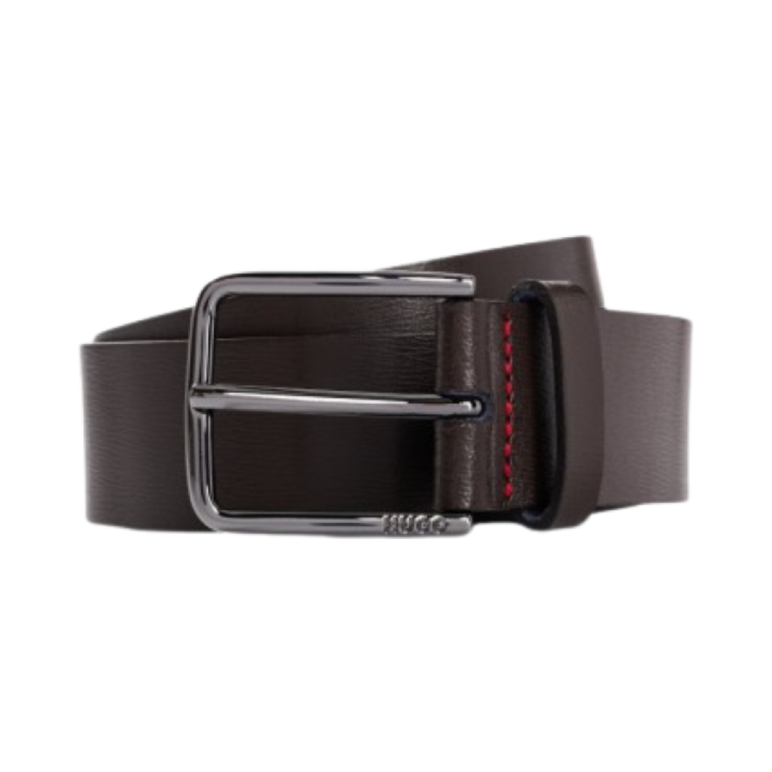 50496596-202 Hugo Boss Leather Belt With Engraved-Logo Buckle Dark Brown