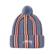 Stussy Striped Pom Beanie Blue