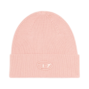 Diesel K-Coder-Fully B Ribbed Beanie with D Embroidery Pink