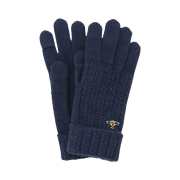 (W) Vivienne Westwood Orb Logo Embroidery Cashmere Wool Gloves Navy
